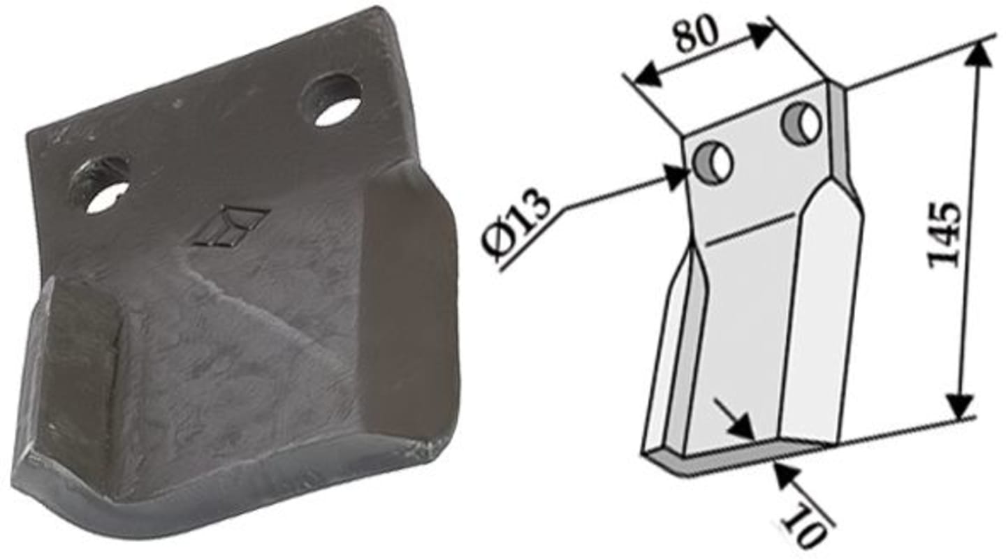 Industriehof® Schlegelmesser links/rechts 145 x 80 x 10 mm, für Mulcher Humus