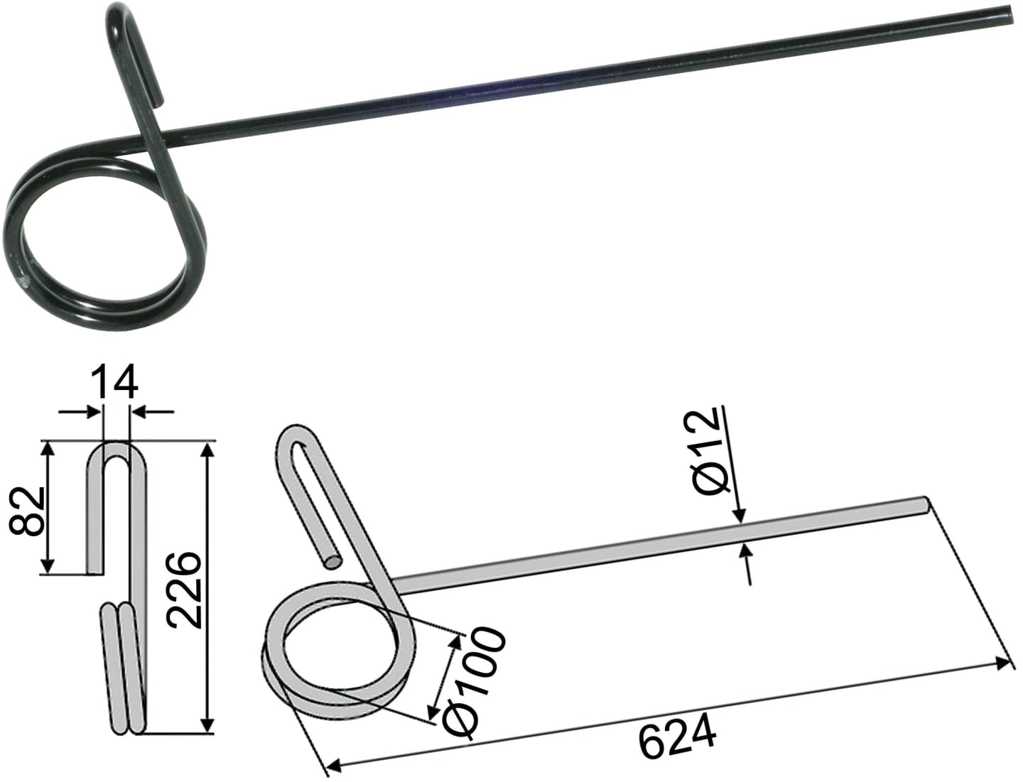 Industriehof® Striegelzinken 624 x 12 mm, für Striegel Kverneland, 10.ST-K3