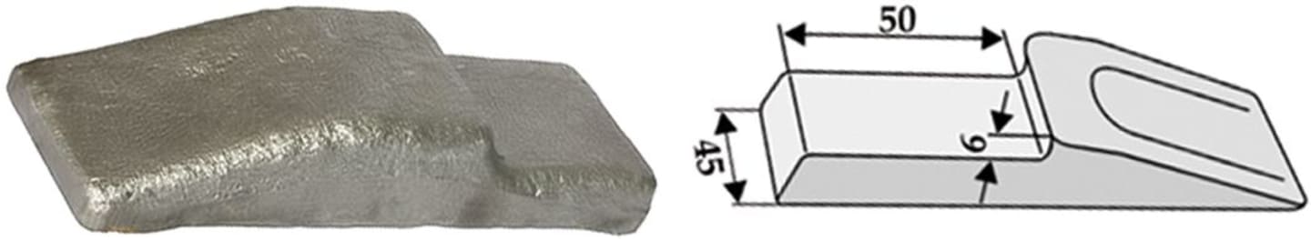 Industriehof® Baggerzahn, 145 x 45 mm, für Erdschaufel, zum Anschweißen, 18300-10
