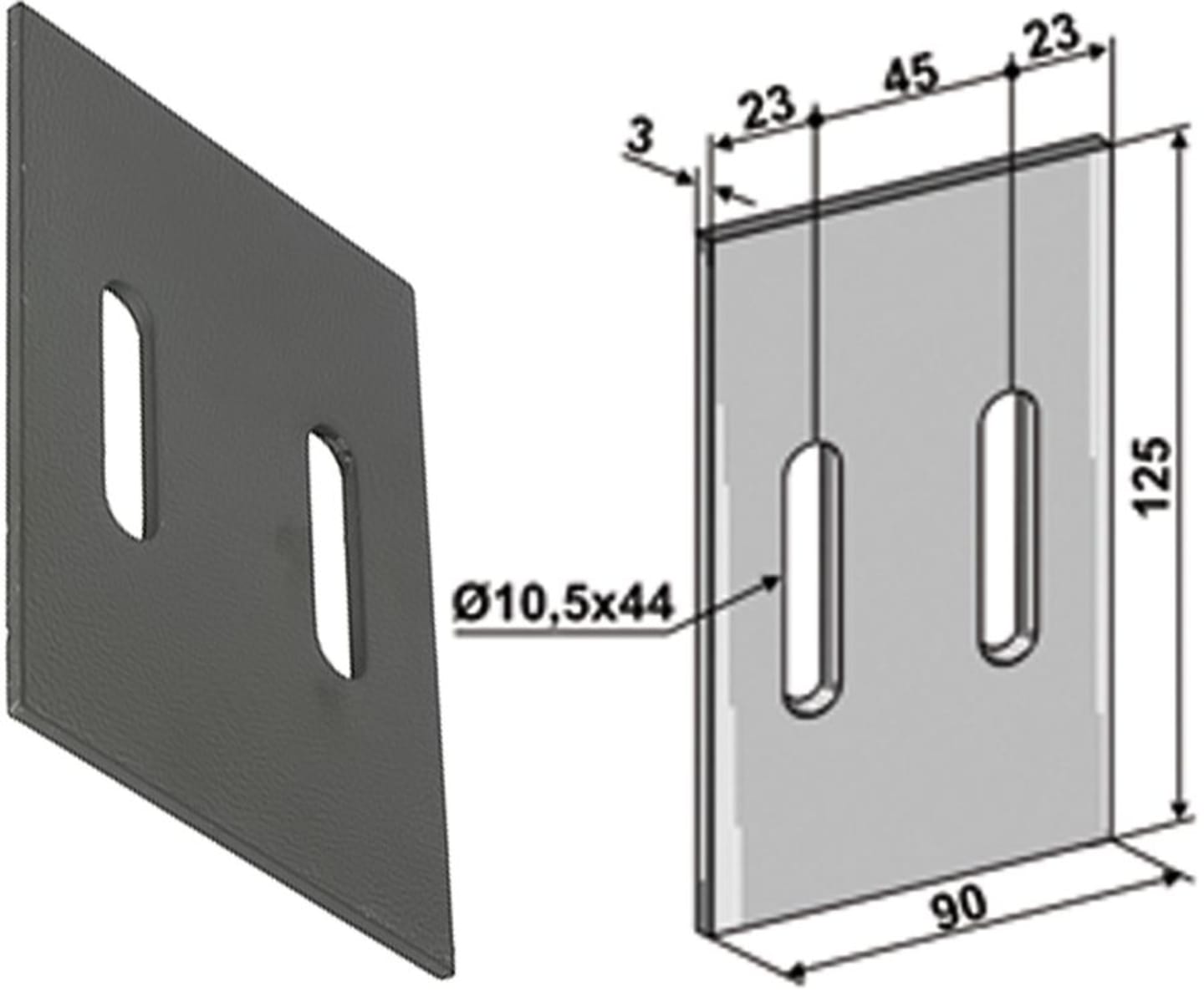 Industriehof® Abstreifer 125 x 90 x 3 mm, Bohrung 44 x 10,5 mm für Feraboli, Frost Packerwalzen, 51-F102