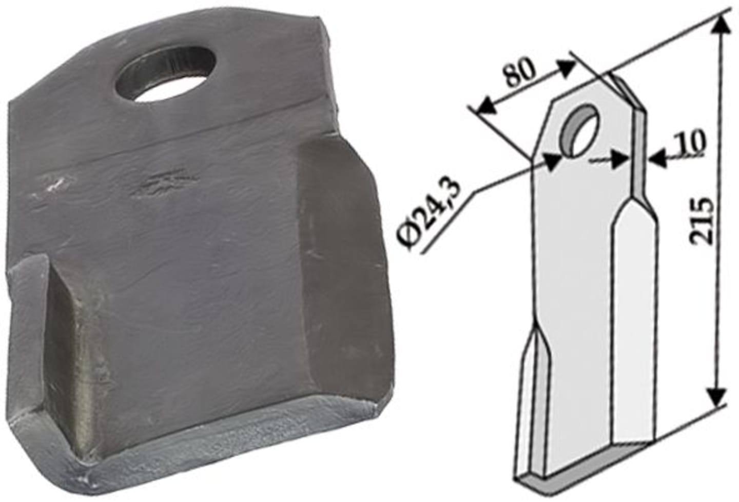 Industriehof® Schlegelmesser 215 x 80 x 10 mm, für Mulcher Humus, 63-IND-32-A