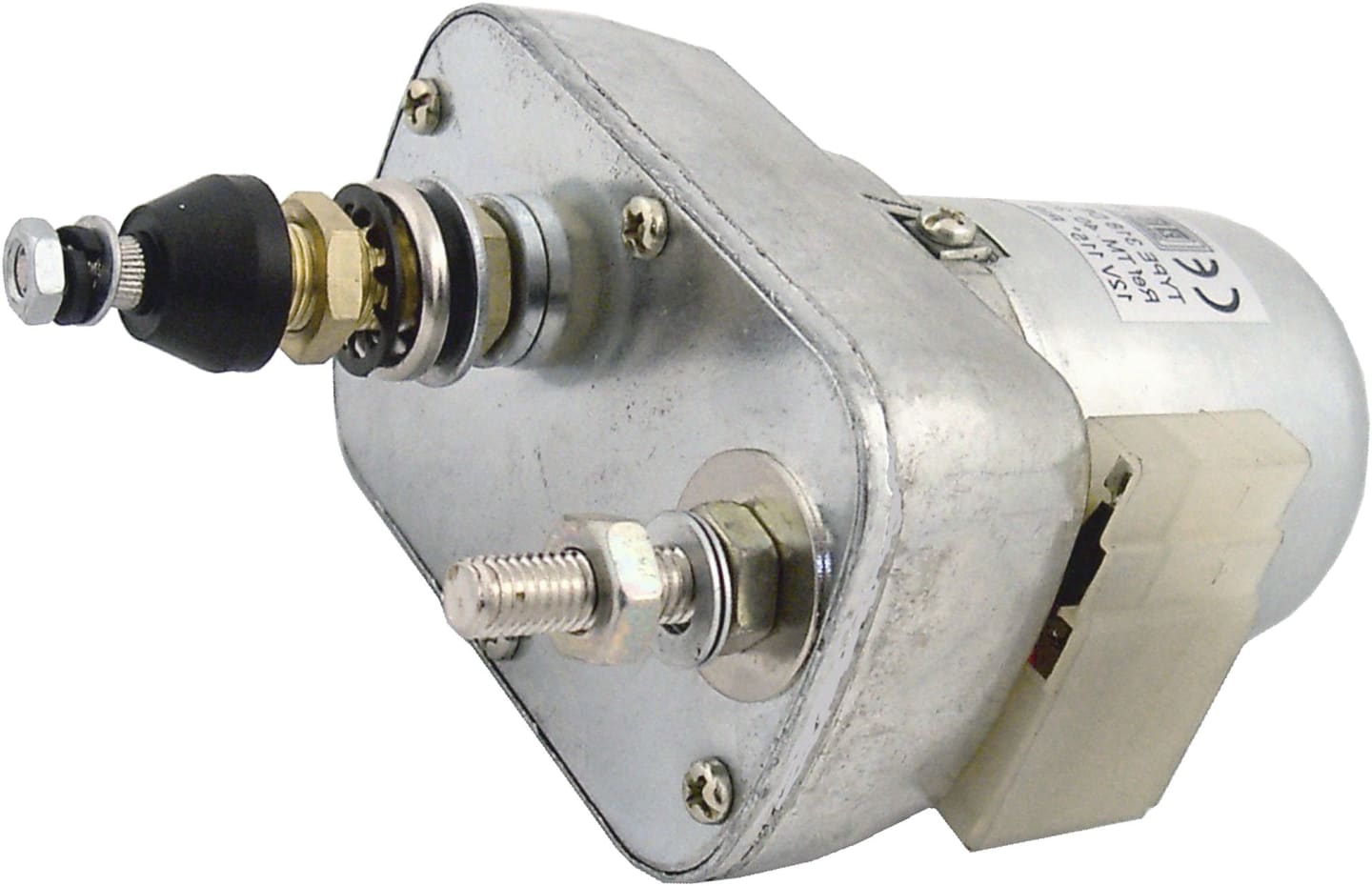 Scheibenwischermotor 12 V Wischwinkel 115 ° ohne Parkstellung, Abstand Achsen 50–57 mm stufenlos verstellbar, Ø Welle 8 mm x M 6 AG für Case IH 433-933