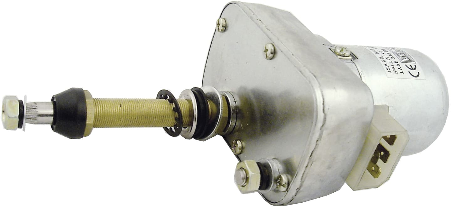 Scheibenwischermotor 12 V, Wischwinkel 95 °, 50 mm, Ø Welle 10 mm x M 8 AG für Schlüter, Eurotrac