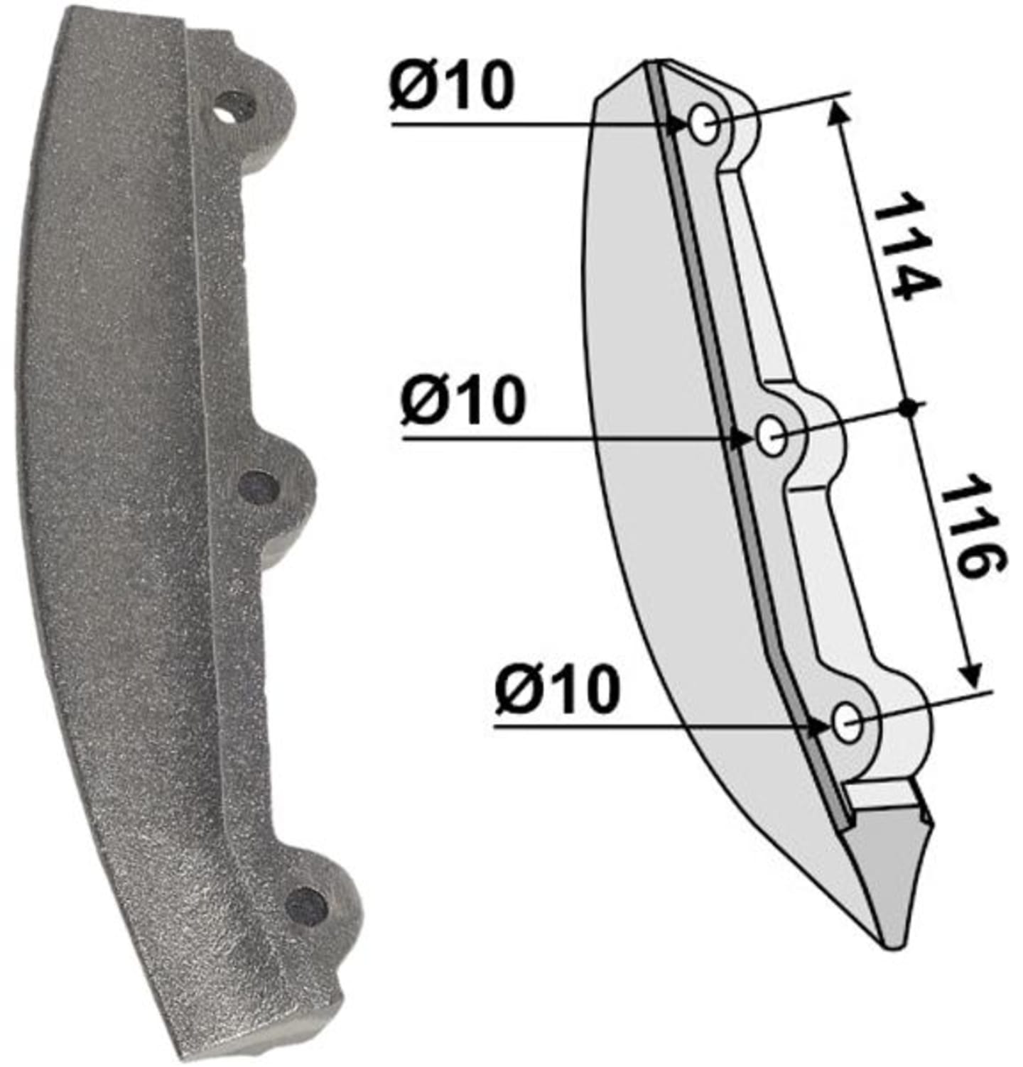 Industriehof® Säscharkeil Abstand Bohrungen 114; 116 – 230 mm; mm, Bohrung 10 mm für Becker, 99.BE-02