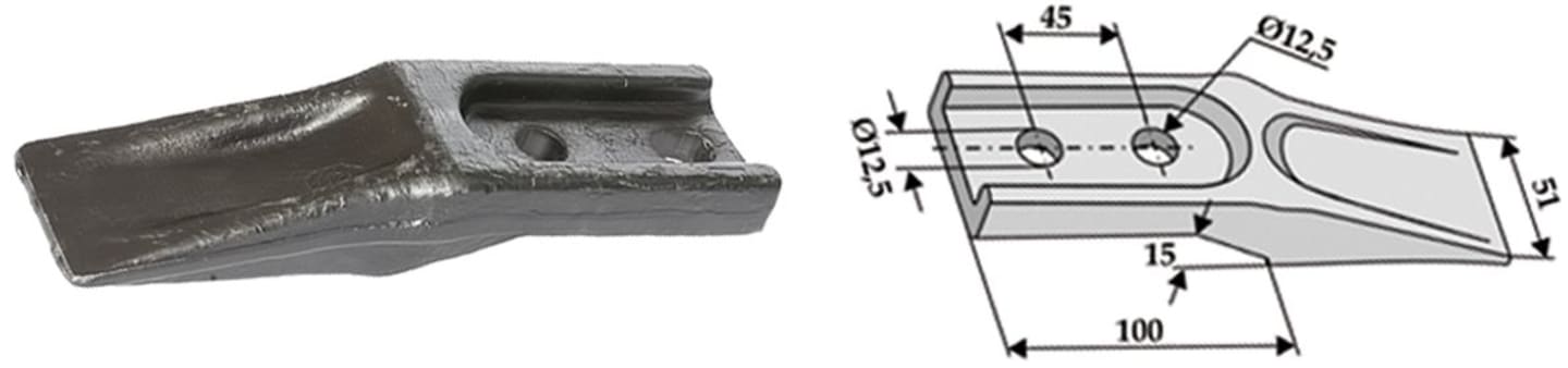 Industriehof® Standardzahn "Mini Z", 184 x 50 mm, für Frontladerschaufel zum Anschrauben, 18300-12