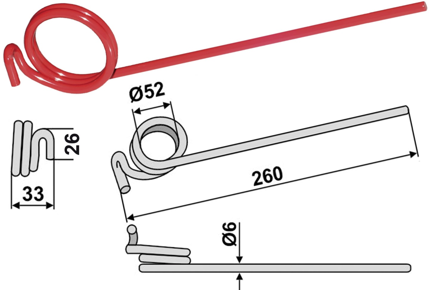 Industriehof® Striegelzinken 260 x 6 mm, für Striegel Fiona D, SD, 10.ST-FI