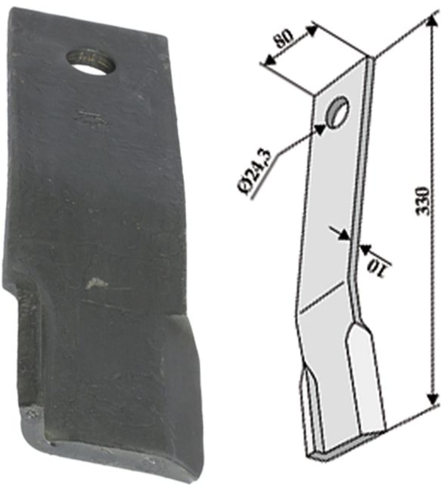 Industriehof® Schlegelmesser links/rechts 330 x 80 x 10 mm, für Rübenroder Humus HKP 1600