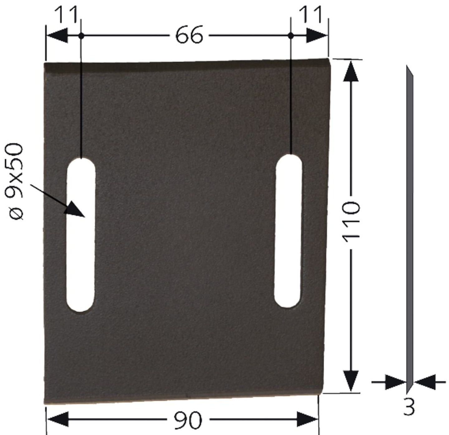 Industriehof® Abstreifer 110 x 90 x 3 mm, Bohrung 50 x 9 mm für Lely Packerwalzen, 51-L100