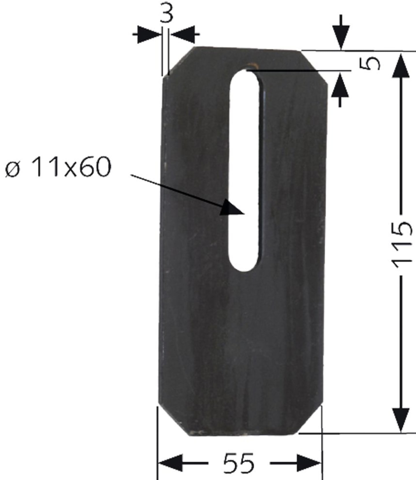 Industriehof® Abstreifer 115 x 55 x 3 mm, Bohrung 60 x 11 mm für Amazone Packerwalzen, 51-A101