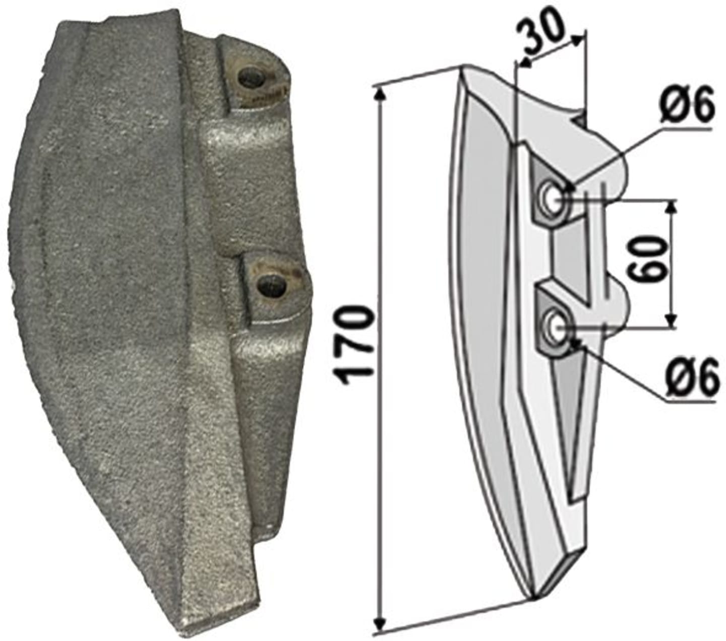 Industriehof® Säschar 30 x 170 x 67 mm, für Sämaschine Monosem, 99.MO-01