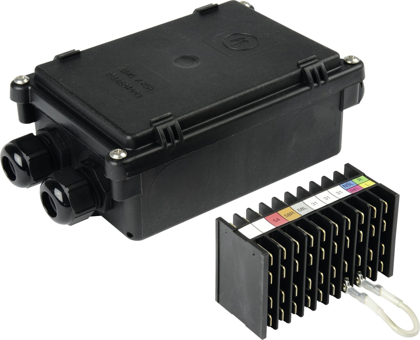 Herth + Buss Abzweigdose 12-polig, Ein-/Ausgänge 2/2, 76 x Flachsteckanschluss 6,3 mm 8 x 4 + 3 x 8 + 1 x 20, 50 290 025
