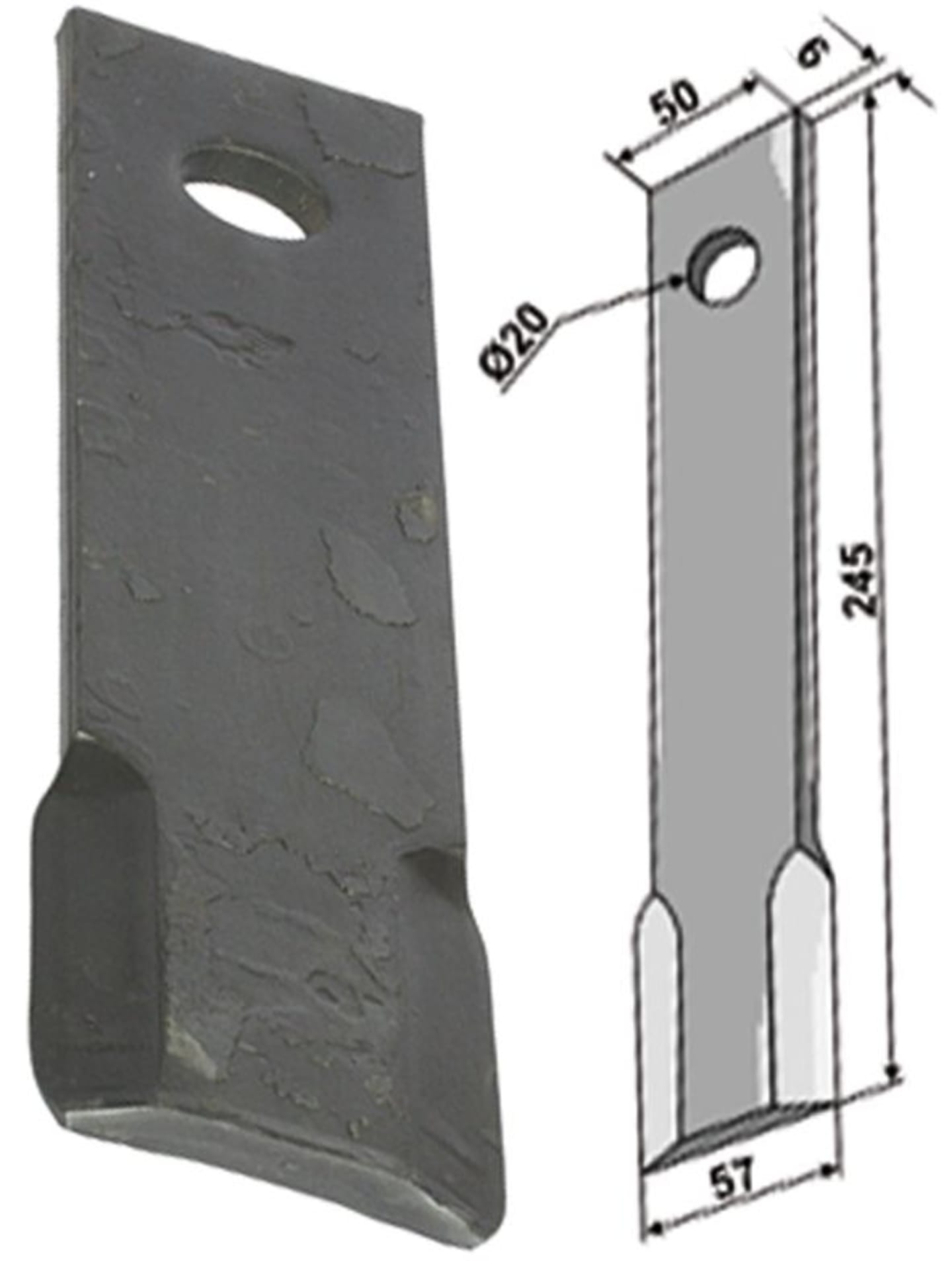 Industriehof® Schlegelmesser 245 x 50/57 x 6 mm, für Mulcher Humus, 63-IND-189