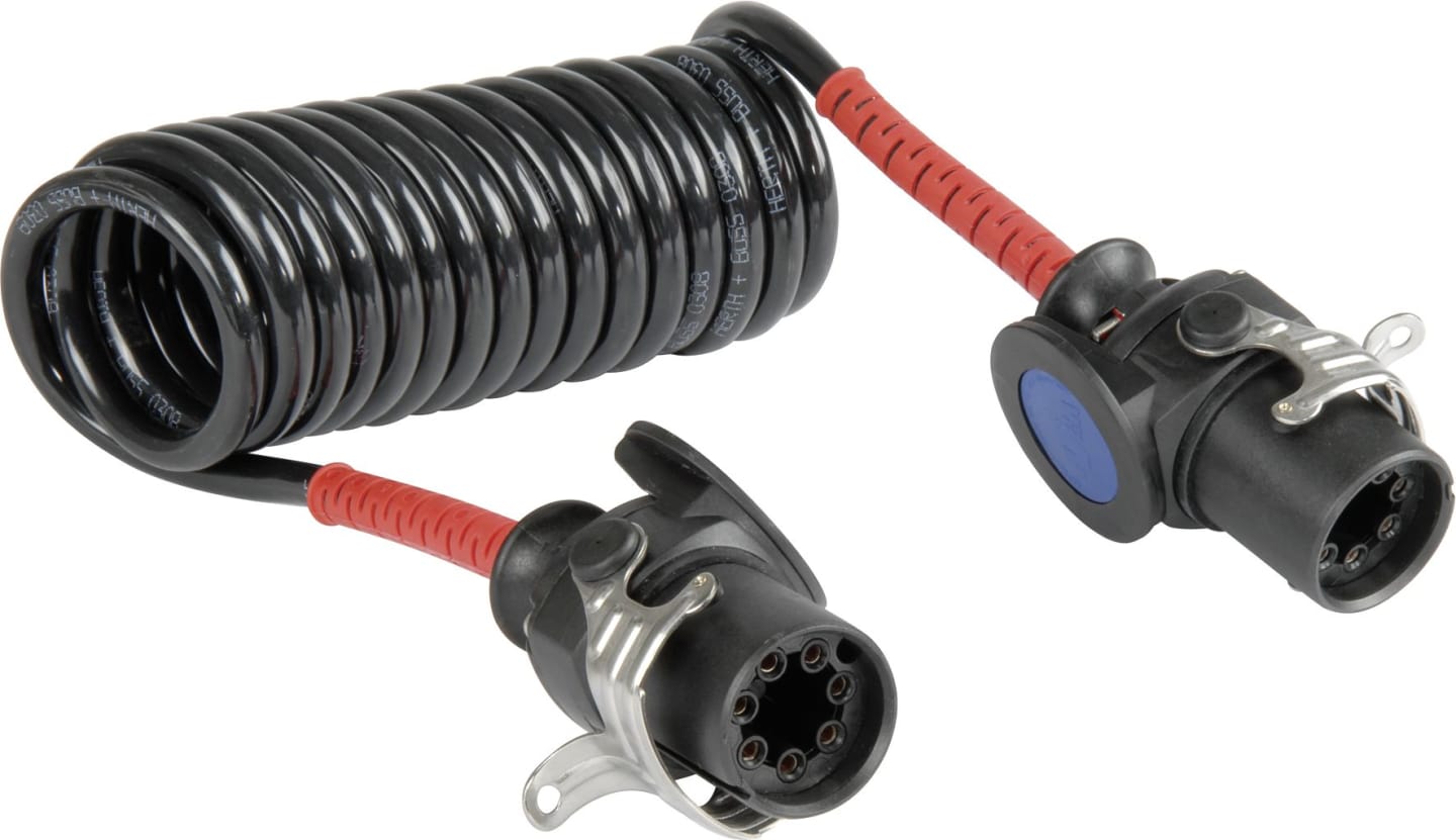 Herth + Buss Elektrowendel 7-polig, 2 x 4,0 mm²; 5 x 1,5 mm², Länge 4 m mit Knickschutz, für Fahrzeuge mit EBS, 51 276 556
