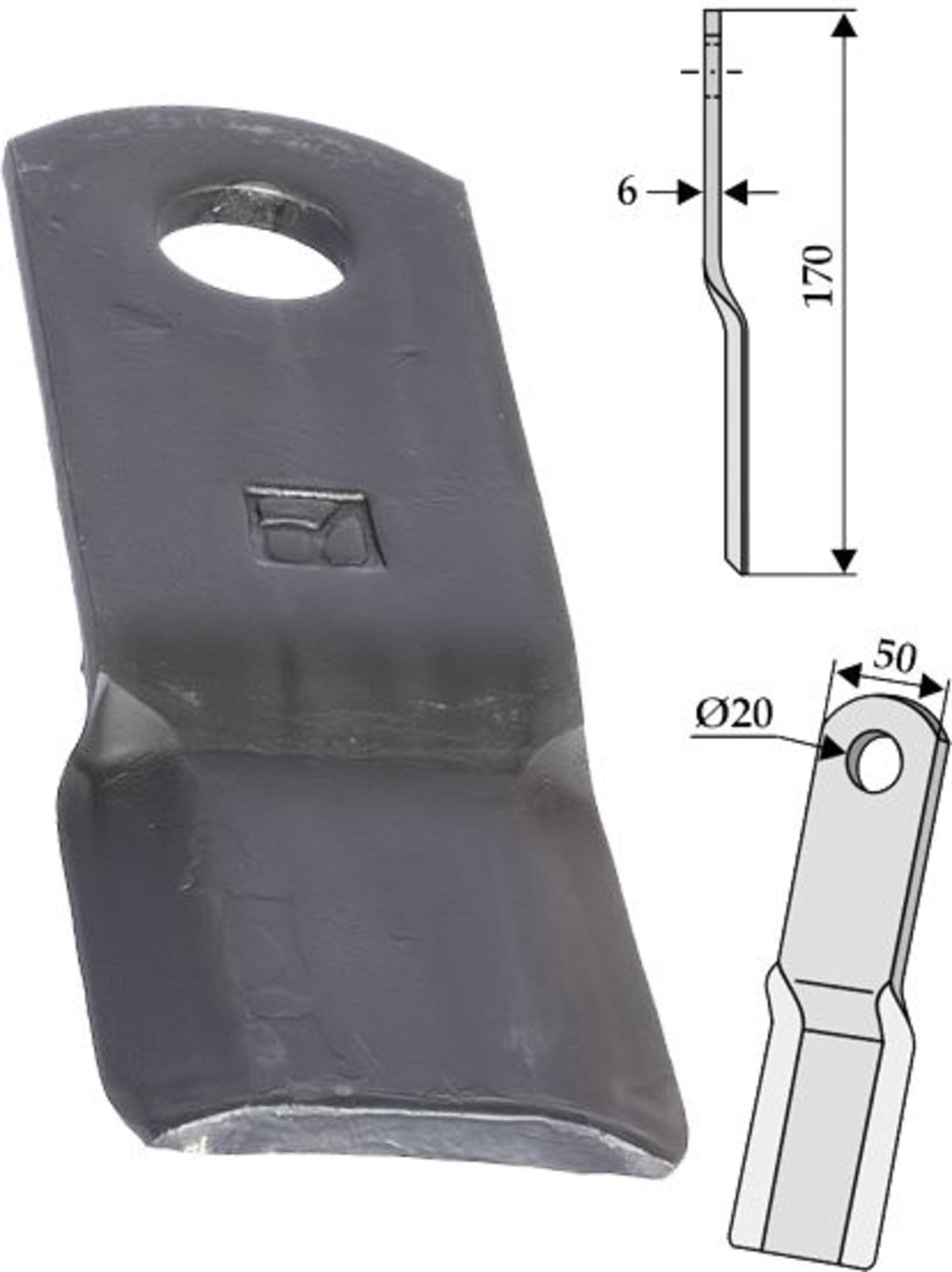 Industriehof® Schlegelmesser 170 x 50 x 6 mm, für Mulcher Humus, 63-HUM-05
