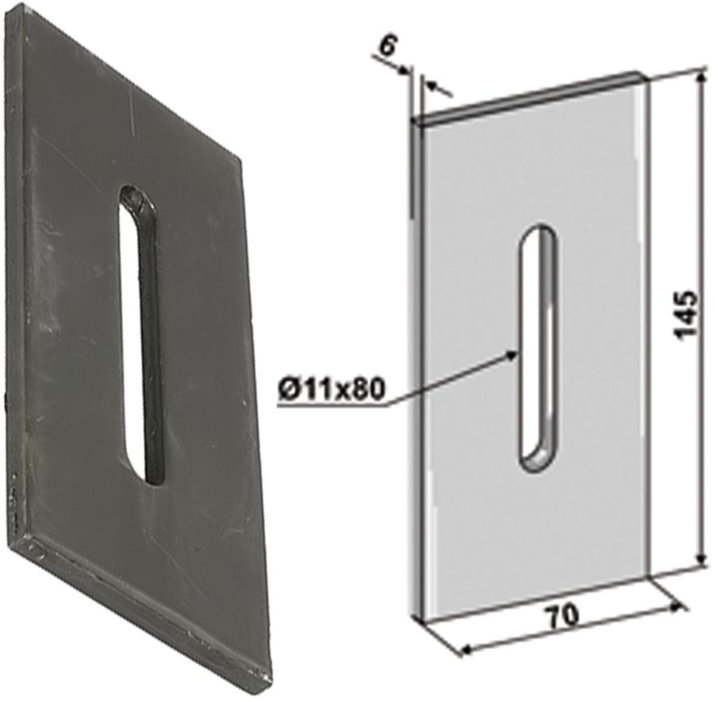 Industriehof® Abstreifer 145 x 70 x 6 mm, Bohrung 80 x 11 mm für Niemeyer Packerwalzen, 51-N101