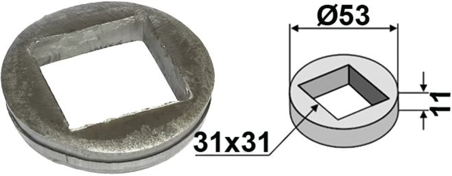 Industriehof® Vorschweißring gerade, für Vierkantwellen 28 x 28/30 x 30 mm, 31-0071