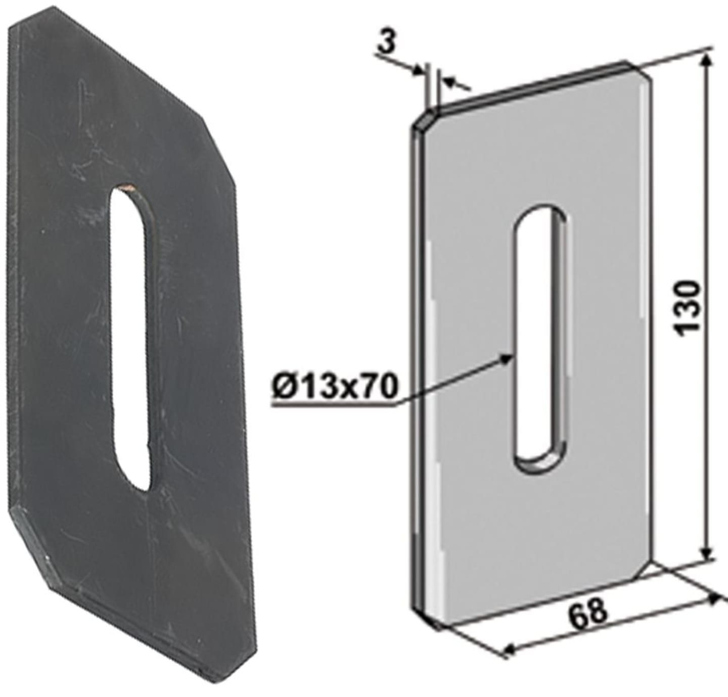 Industriehof® Abstreifer 130 x 68 x 3 mm, Bohrung 70 x 13 mm für Feraboli Packerwalzen, 51-F101
