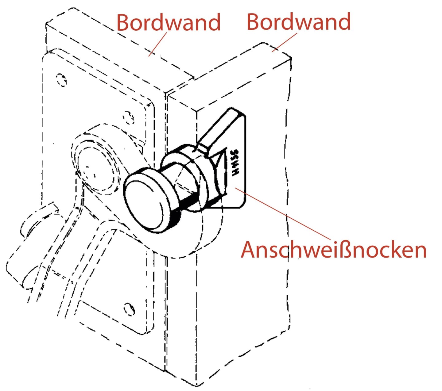 Anschweißnocke links/rechts für Bordwandverschluss "Meiller Typ 4"