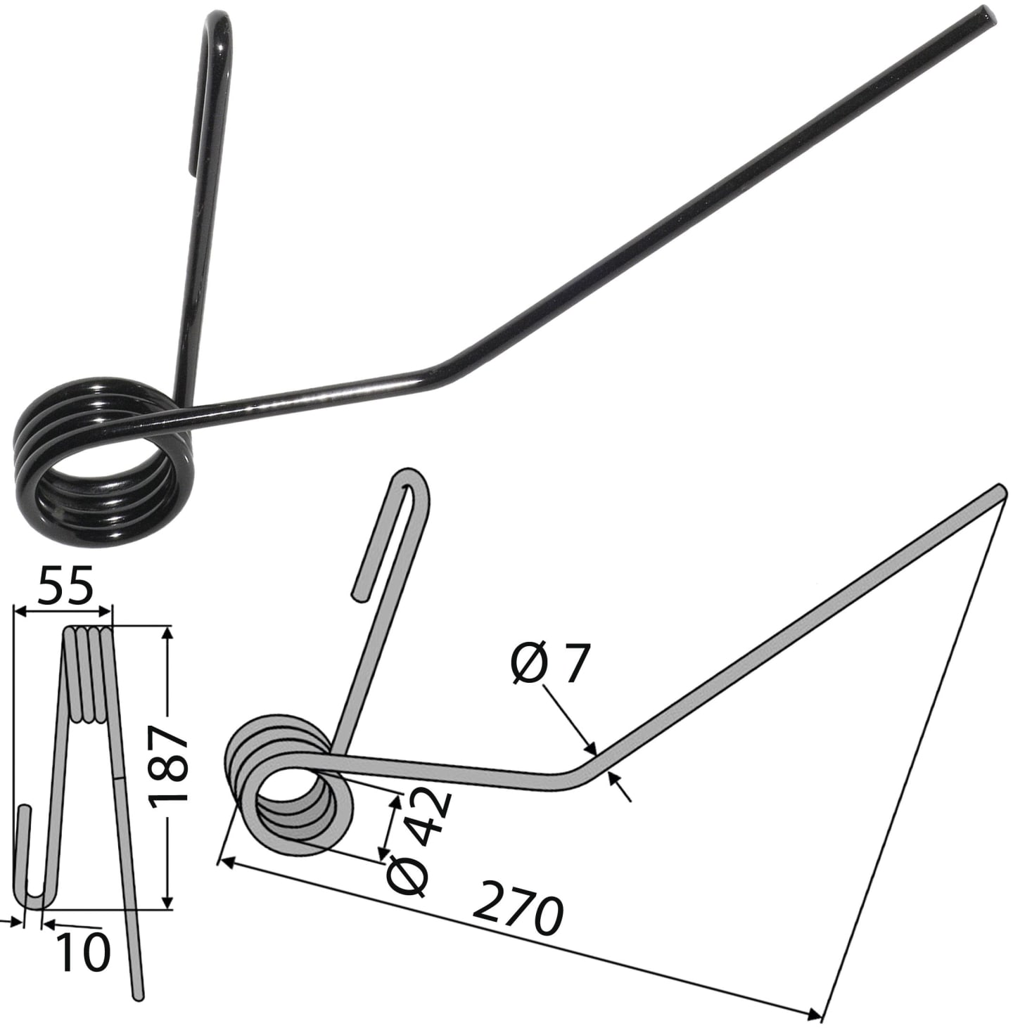 Striegelzinken 270 x 7 mm Front, für Striegel Sämaschine Pöttinger, Rabe