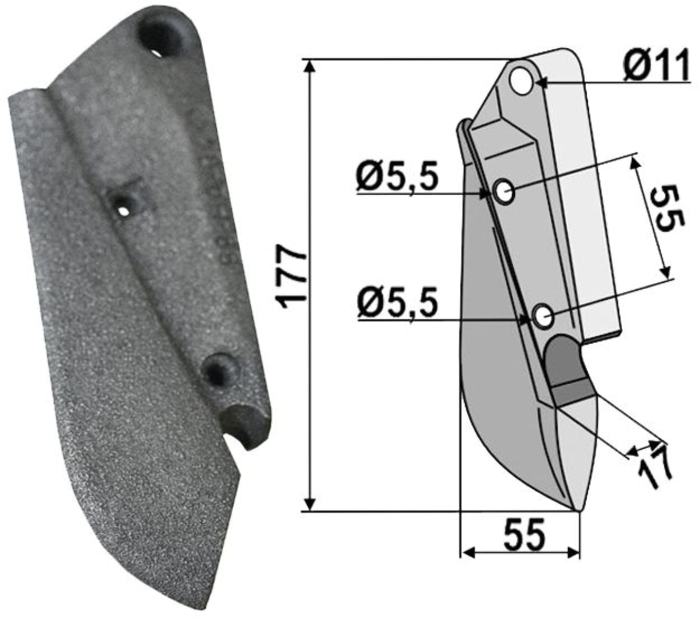 Industriehof® Säschar links/rechts 17 x 177 x 55 mm, für Sämaschine Hassia, 99.HA-04