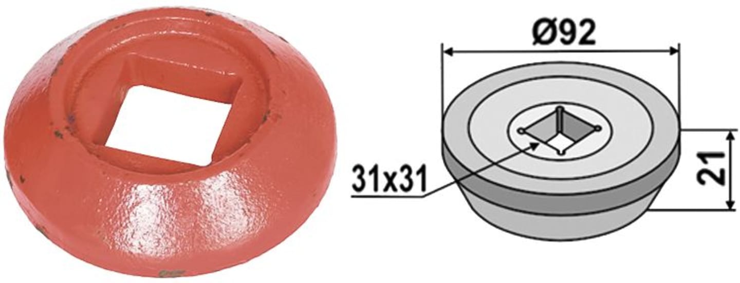 Industriehof® Außenflansch 92 x 31 x 21 mm für Lagerung für Vierkantwelle 30 x 30 mm, 31-0005
