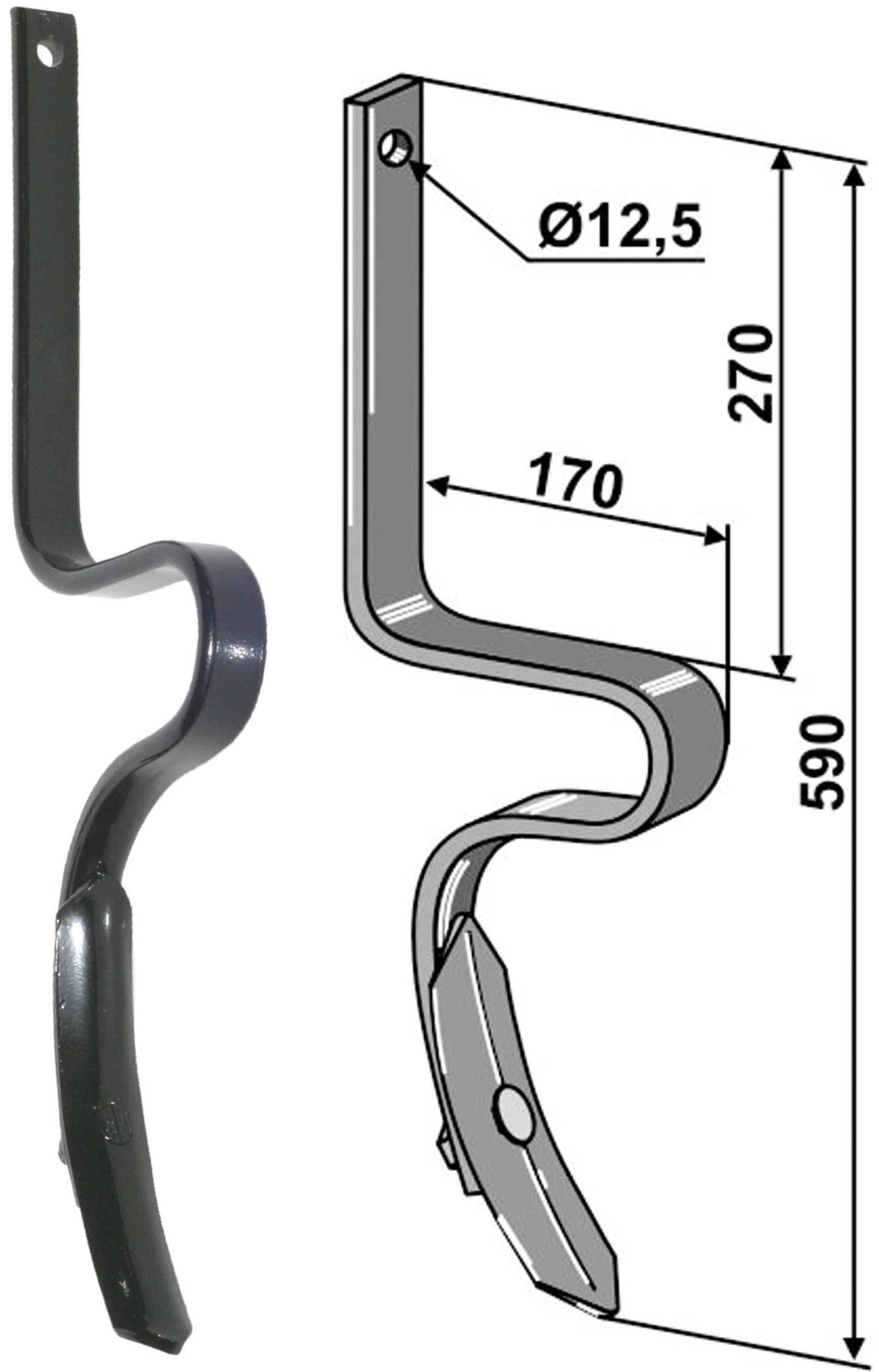 Industriehof® Spurlockerzinken 590 x 12 x 32 mm mit Schar, für universal, 10.5022