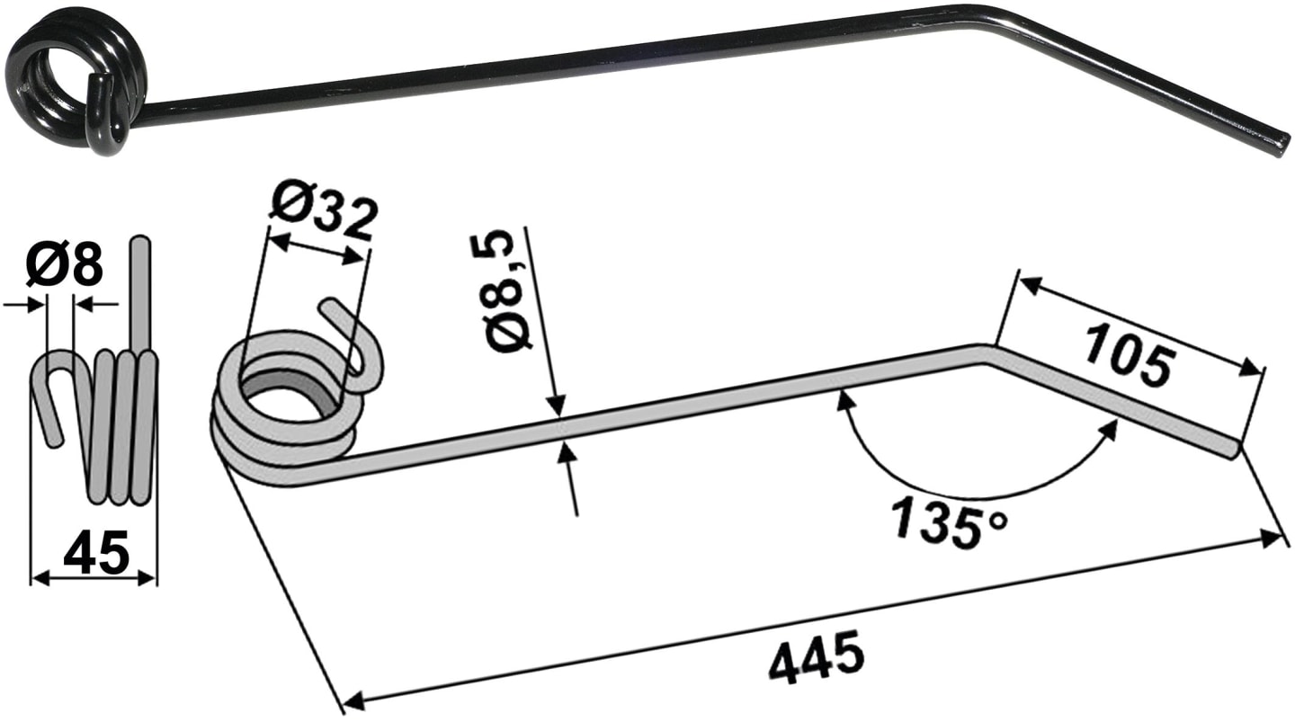 Industriehof® Striegelzinken 445 x 8,5 mm, für Hackstriegel Hatzenbichler, 10.HS-H5