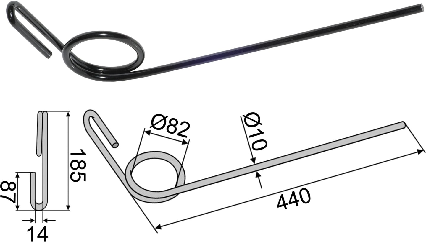 Industriehof® Striegelzinken 440 x 10 mm, für Striegel Kongskilde, 10.ST-K2