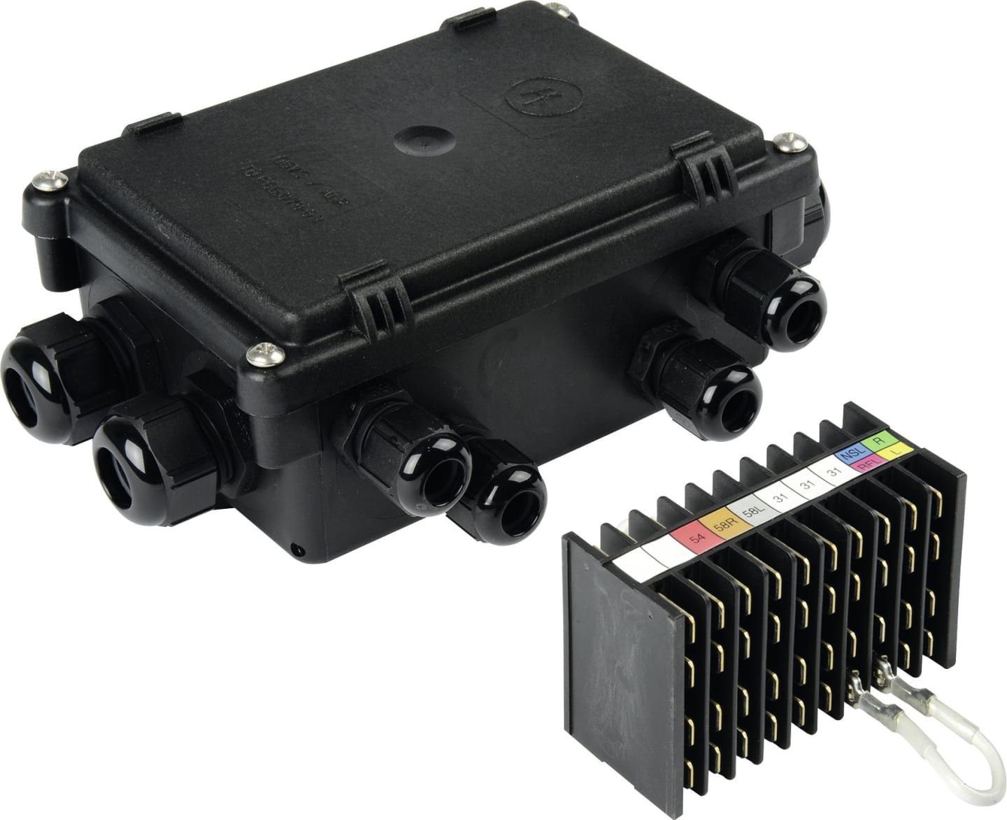 Herth + Buss Abzweigdose 12-polig, Ein-/Ausgänge 4/8, 76 x Flachsteckanschluss 6,3 mm 8 x 4 + 3 x 8 + 1 x 20, 50 290 027