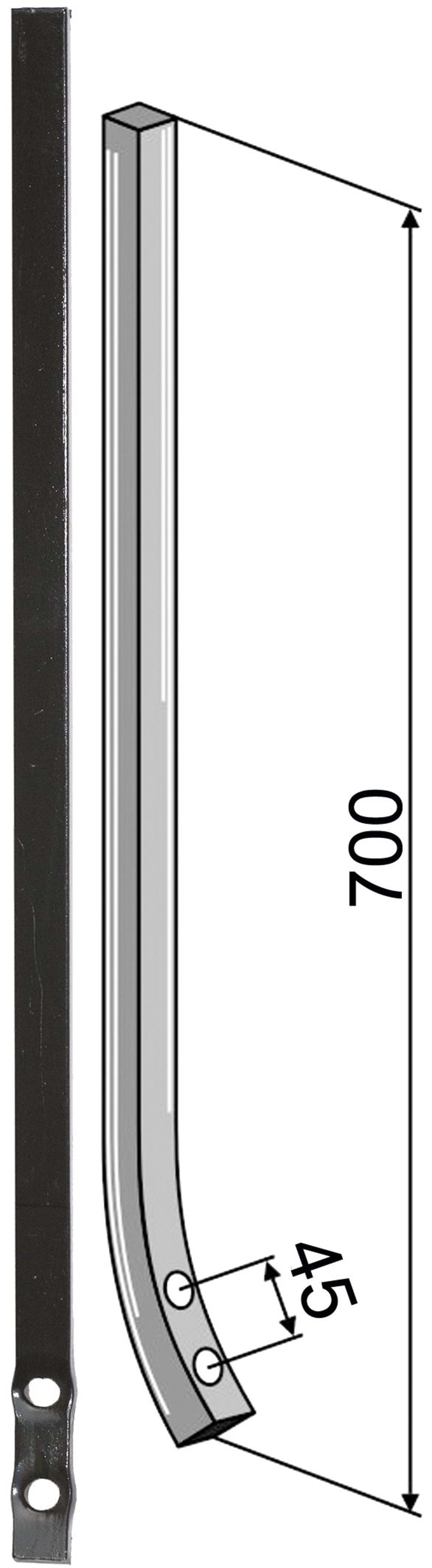 Industriehof® Spurlockerzinken 700 x 25 x 25 mm ohne Schar, für universal, 10.304982