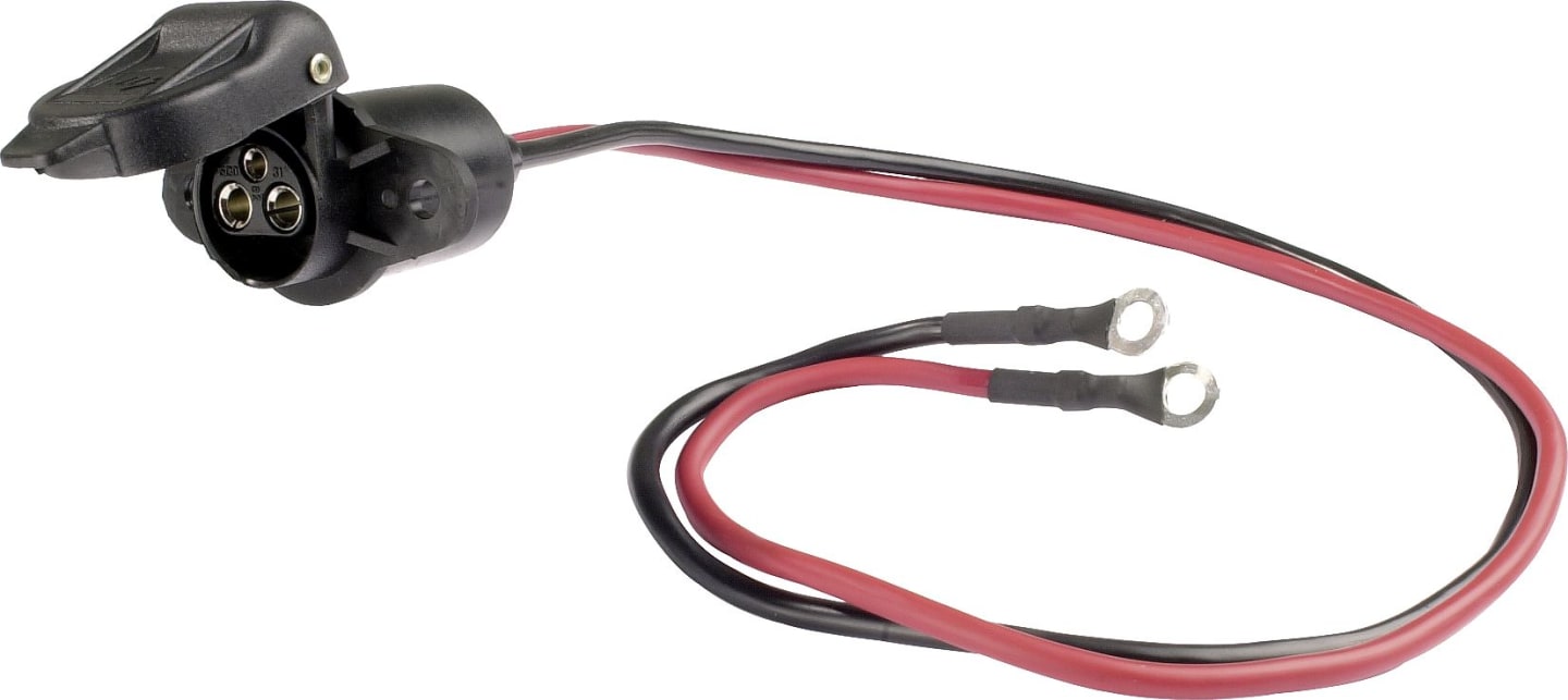 Herth + Buss Batteriensteckdose 3-polig, 6 – 24 V, Stromstärke max. 25 A, mit Anschlussleitung, mit Deckel, für Motorräder, 51 305 136