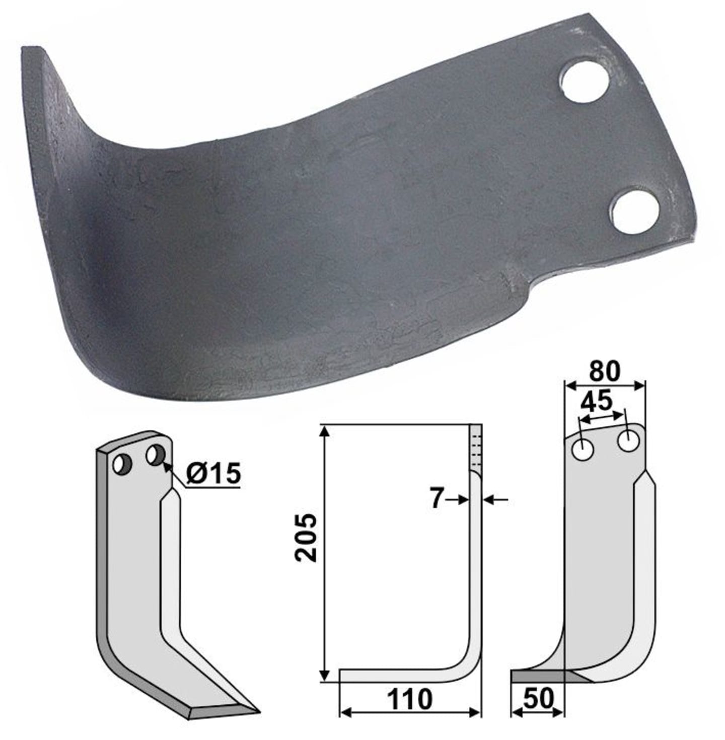 Industriehof® Fräsmesser links/rechts 205 x 80 x 7 mm, Bohrung 15 mm, für Eberhardt