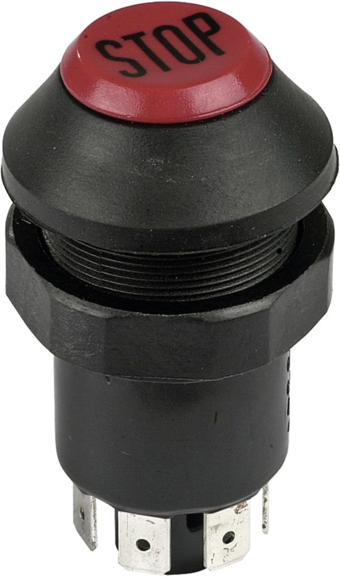 Herth + Buss Druckknopfschalter "Stop", 7 x Flachsteckanschluss 6,3 mm, 12 V 20 A; 24 V 10 A, 70 490 182