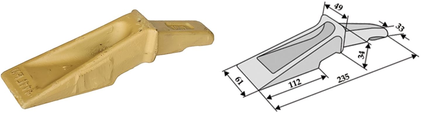Industriehof® Baggerzahn, 235 x 34/65 mm, für Universal, zum Anschrauben, 18300-15