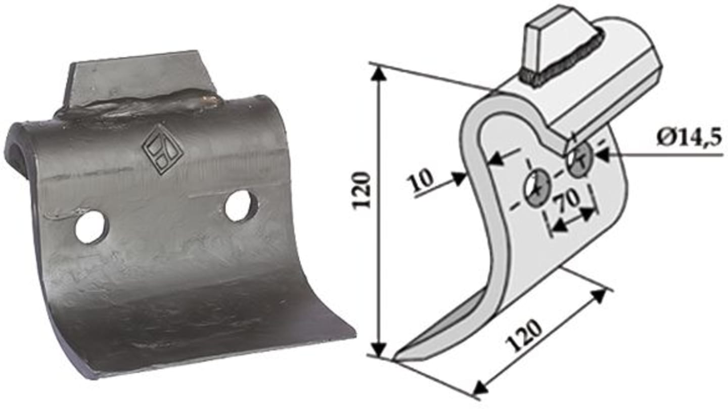 Industriehof® Schlegelmesser 120 x 120 x 10 mm, für Mulcher Dücker, 63-DÜC-01-1