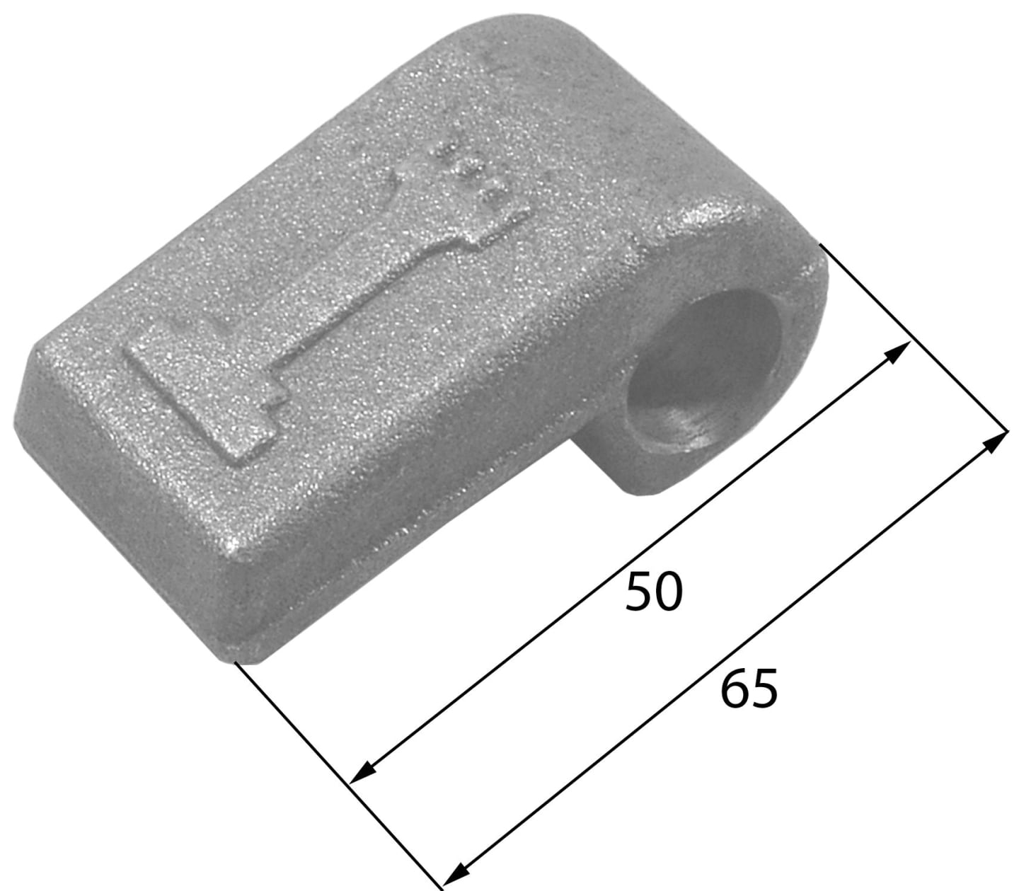 Bordwandscharnier, Länge 65 mm, Bohrung 16,5 mm, für Winkelbolzen