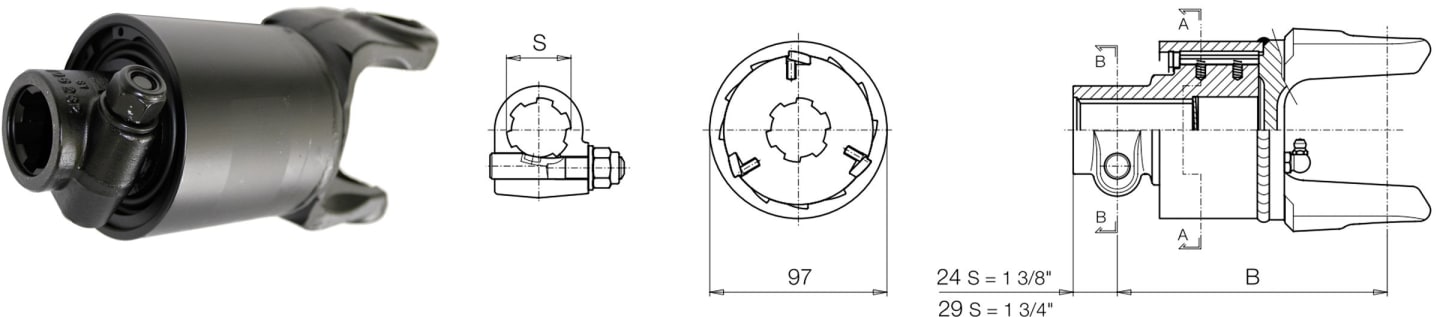 Bondioli & Pavesi Freilaufkupplung "RA2" 5; G5; S6, 1 3/8" 6, Auslösekraft 3,8 daNm, 601205602R