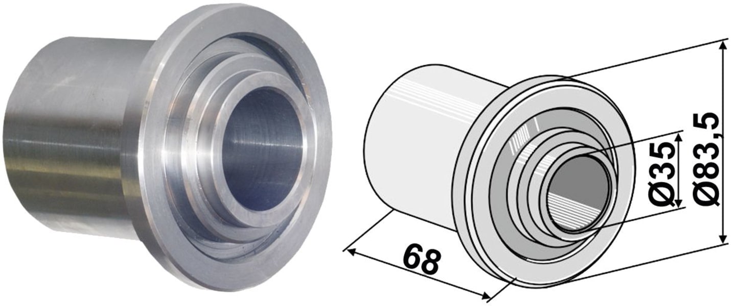 Industriehof® Distanzstück Länge 68 mm, Ø außen 83,5 mm für Hankmo Lagerung komplett (Best. Nr. 10477881), 31-0016F