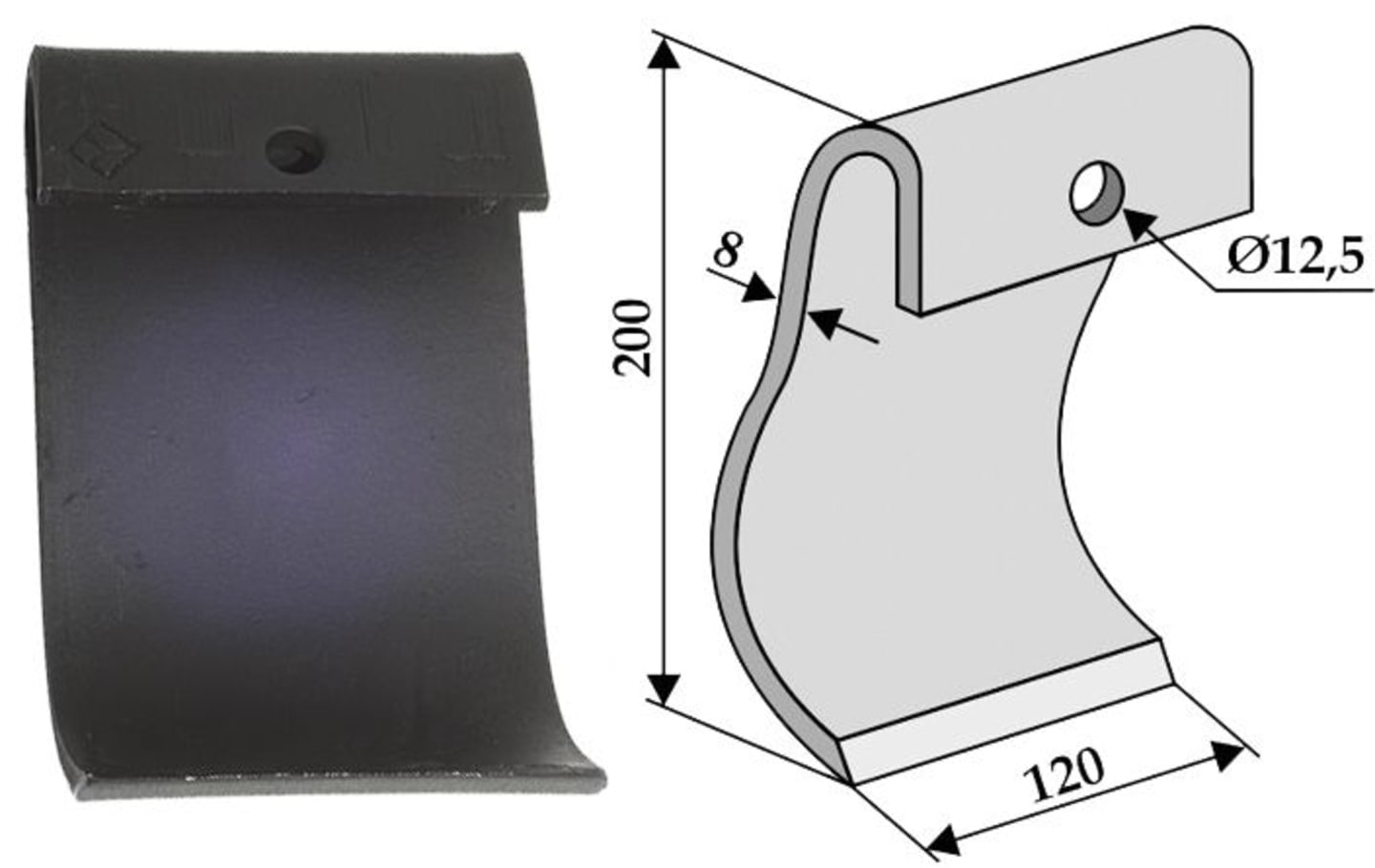 Industriehof® Schlegelmesser 200 x 120 x 8 mm, für Mulcher Dücker, 63-DÜC-51