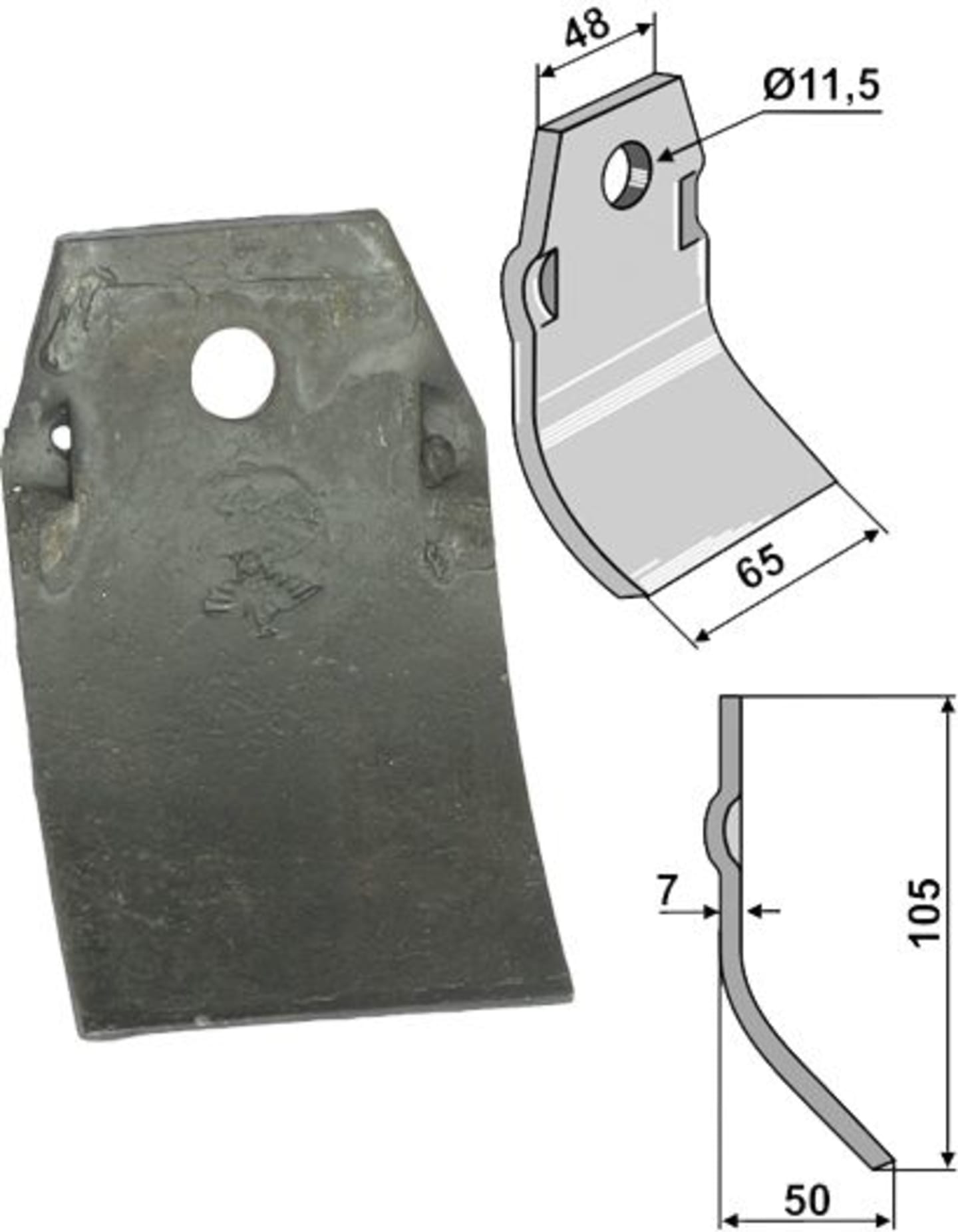 Industriehof® Schlegelmesser 105 x 48/65 x 7 mm, für Mulcher Spragelse-Micra, 63-SPR-01