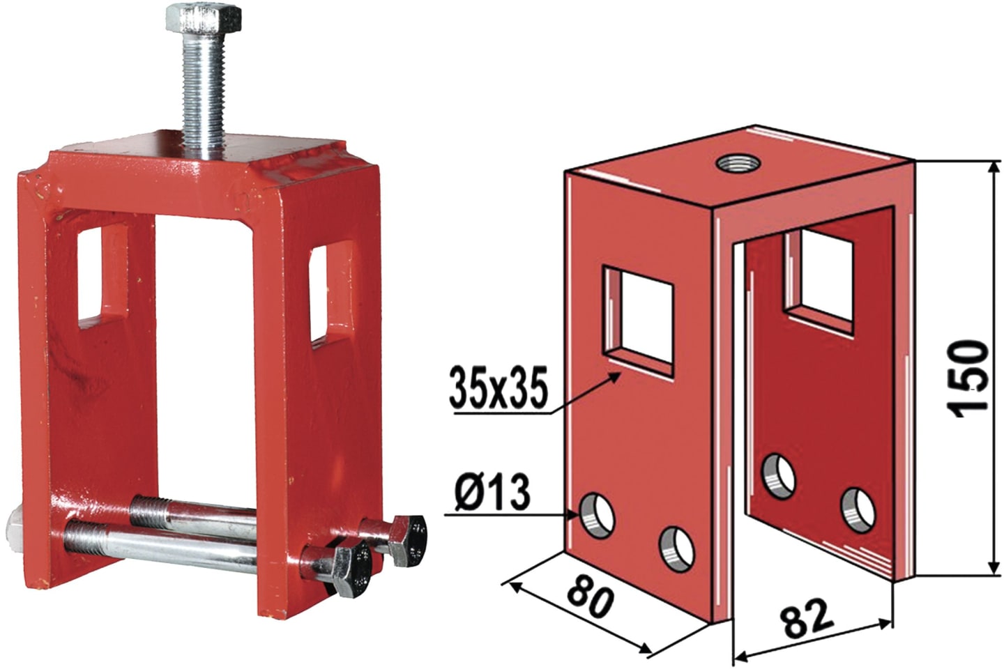 Industriehof® Zinkenhalter 150 x 80 x 82 mm für Spurlockererzinken 32 x 10/32 x 12 mm, Rahmen 80 x 80 mm, universal, 10.8081