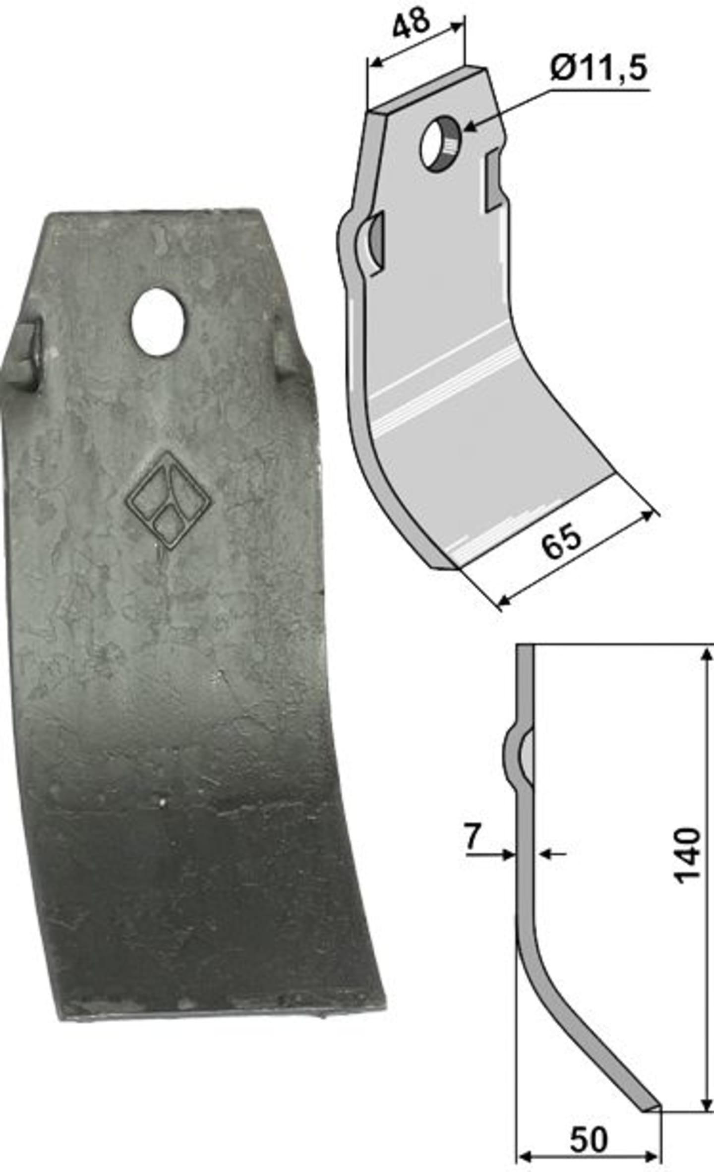Industriehof® Schlegelmesser 140 x 48/65 x 7 mm, für Mulcher Spragelse-Micra, 63-SPR-02