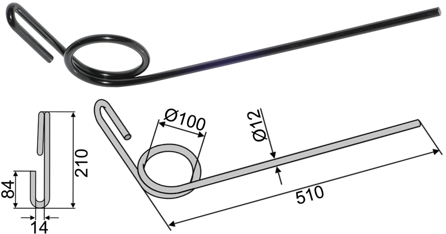 Industriehof® Striegelzinken 510 x 12 mm, für Striegel Doublet Record, 10.ST-DO-1