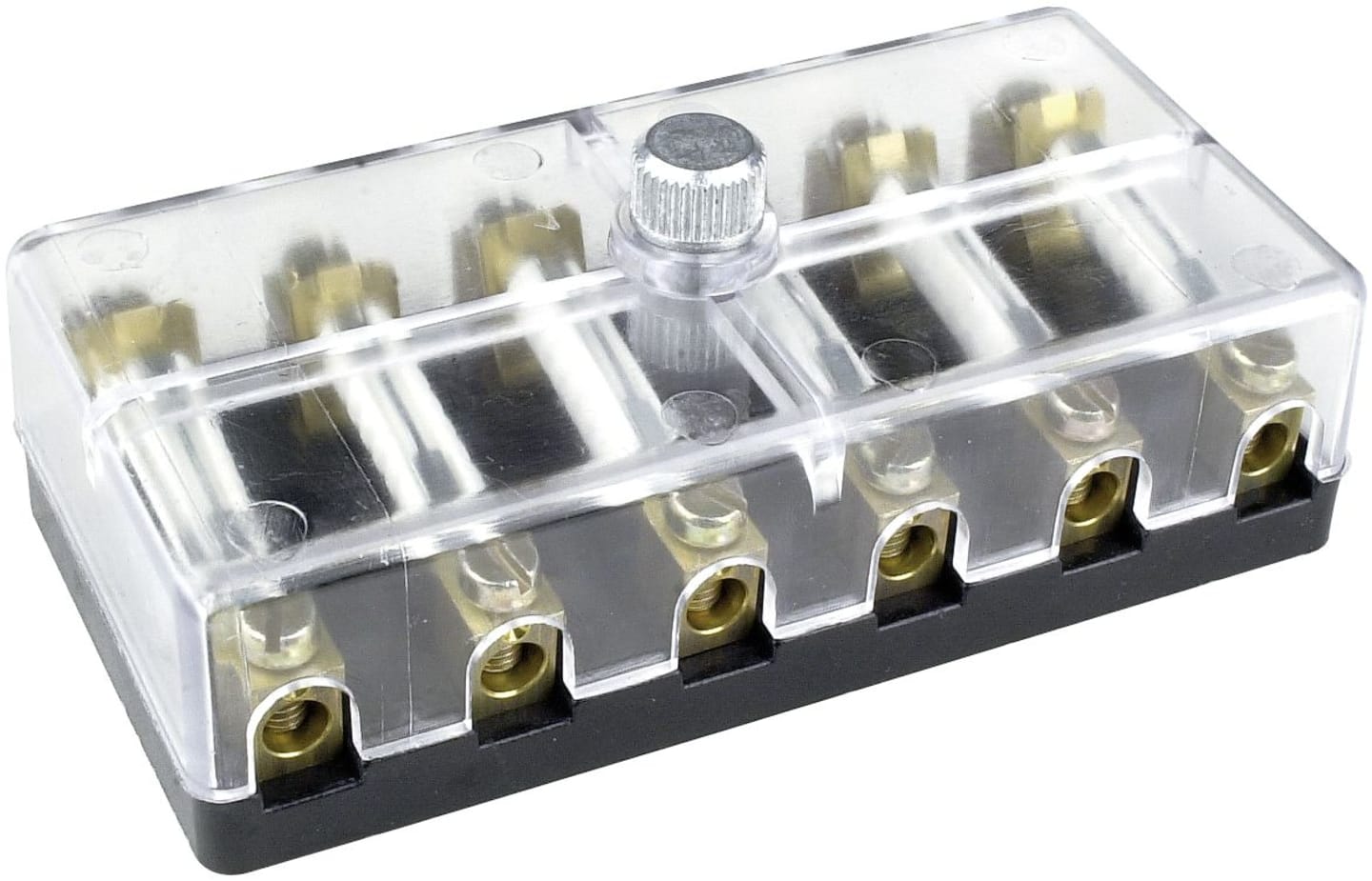 Herth + Buss Sicherungsdose 6-polig, transparent; schwarz, Schraubanschluss für Torpedosicherungen, 50 300 626