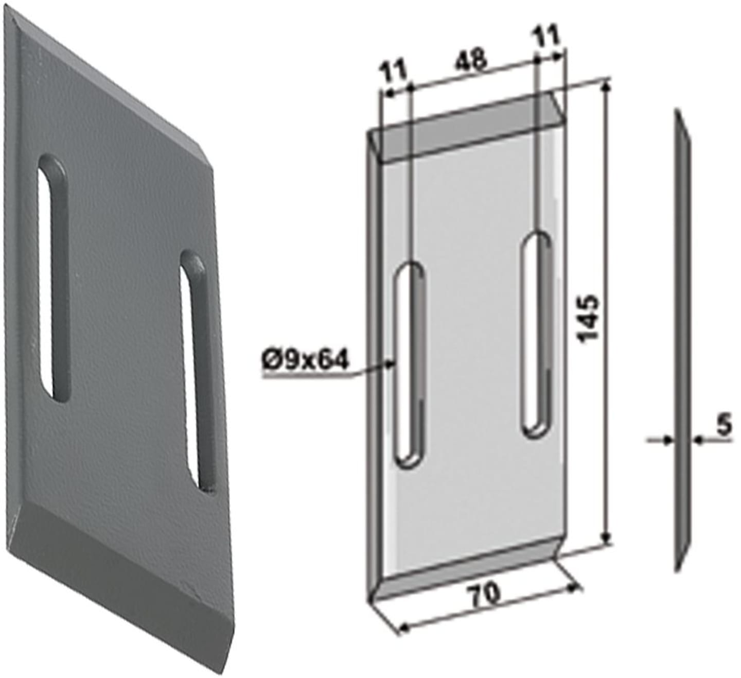 Industriehof® Abstreifer 145 x 70 x 5 mm, Bohrung 64 x 9 mm für Niemeyer Packerwalzen, 51-N100