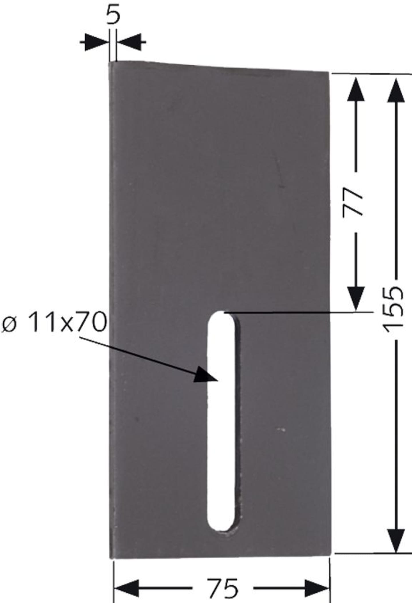 Industriehof® Abstreifer 155 x 75 x 5 mm, Bohrung 70 x 11 mm für Landsberg (Pöttinger) Packerwalzen, 51-L300
