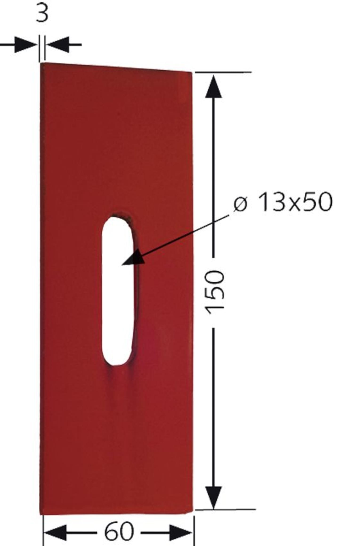 Industriehof® Abstreifer 150 x 60 x 3 mm, Bohrung 50 x 13 mm für Rau Packerwalzen, 51-R201
