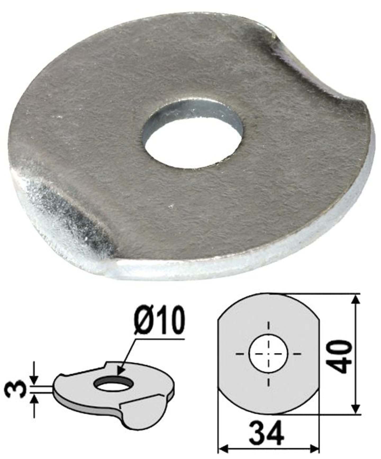 Industriehof® Unterlegscheibe 40; 34 x 10 x 3 mm, für universal, 10.ST-HH-1