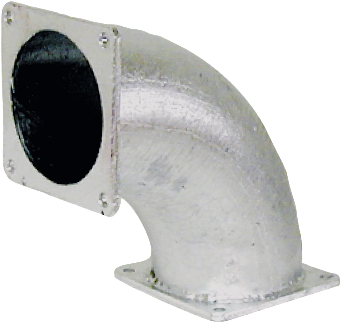 Hücobi Bogen 90 °, Ø 159 mm, kurz, beidseitig 4-Eck-Flansch, Perrot, verzinkt, 2459 159000