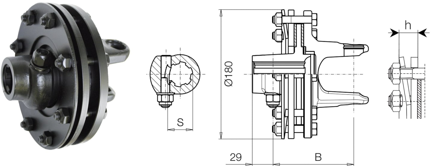 Bondioli & Pavesi Reibscheibenkupplung 100; Global; SFT 7; G8; H8; S8, 1 3/8'' 21, FV 34 - EinstellbaresDrehmoment, 661L51337R